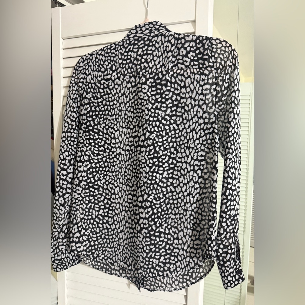 MICHAEL Michael Kors Black and White Pattern Blouse